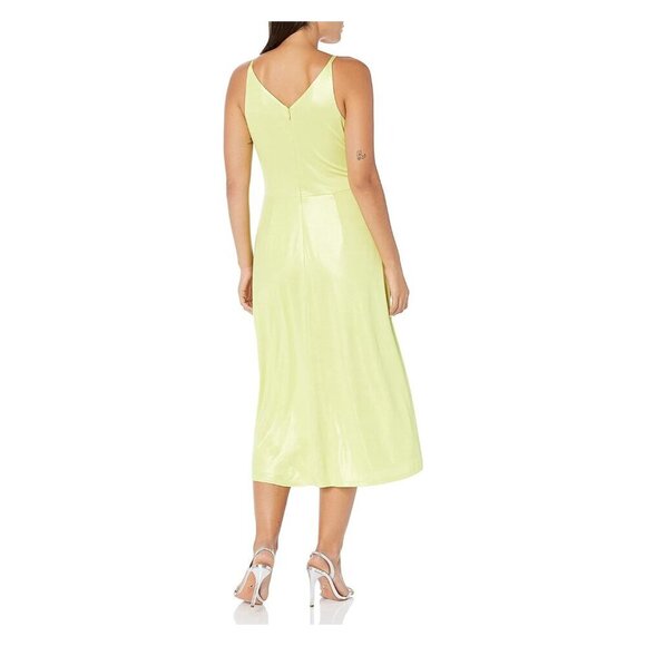 DRESS THE POPULATION NWT $180 Serafina Fit & Flare Midi Dress Lemongrass - Picture 4 of 9